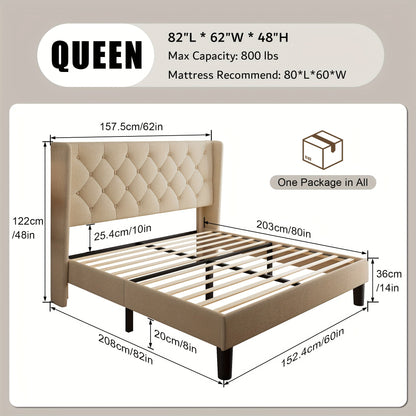 Bed Frame shown in the Beige, Queen option