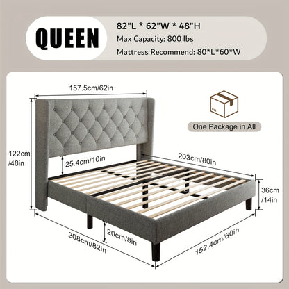 Bed Frame shown in the Light Grey, Queen option