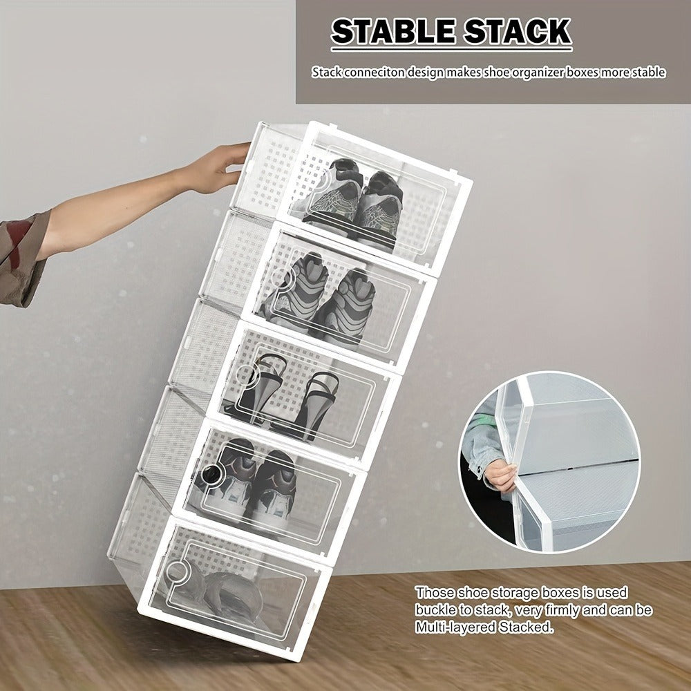 24-Pack Plastic Shoe Organizer with Secure Lid and Stackable Design for Entryway detail image - detail view 11