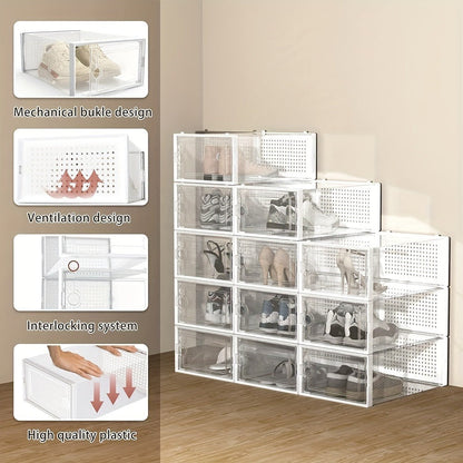 24-Pack Plastic Shoe Organizer with Secure Lid and Stackable Design for Entryway detail image - detail view 7