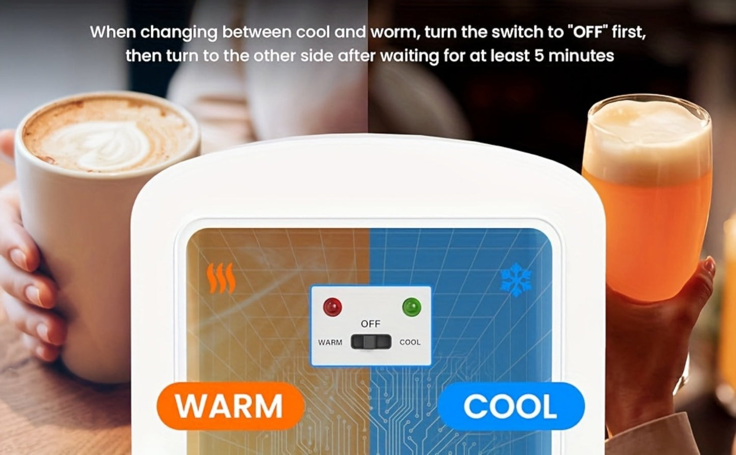 Mini Fridge Portable Cooler & Warmer 9-Can 1.59 Gal with Window – Compact Skincare Refrigerator & Beverage Cooler with Cooling and Heating Function for Bedroom Office Car Travel Dorm Room