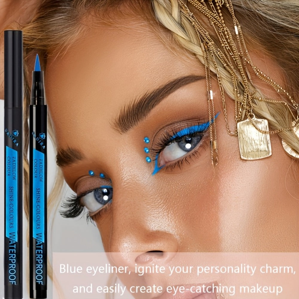 Fine-Tip Liquid Eyeliner Pen Set with Twelve Black and Bright Color Pens for Graphic Eye Looks