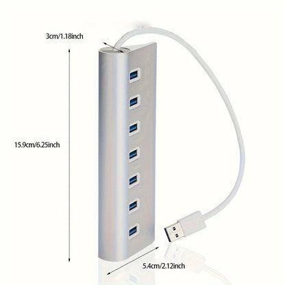 7-Port USB 3.0 Hub 5Gbps Data Splitter for Office, PC, Laptop, MacBook – High-Speed USB Expander with Individual Port Extension, Plug and Play, No Driver Needed