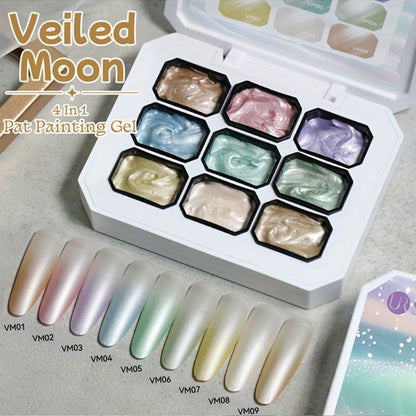 4-in-1 Pat Ombre Gel Nail Polish 9 Colors Gradient Stamping Painting Rub Powder – Solid Varnish for DIY French Manicure & Salon Nail Art, Chrome Glitter Effect for Women by UR SUGAR