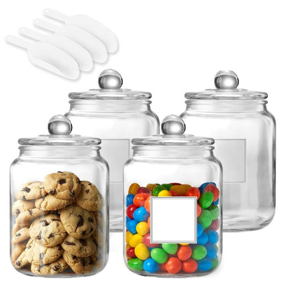 Half Gallon Glass Jars with Lids Airtight Set of 4 | Large Clear Storage Containers for Pantry, Kitchen & Laundry Room – Wide Mouth Food Organization Jars with Bamboo Lid Option