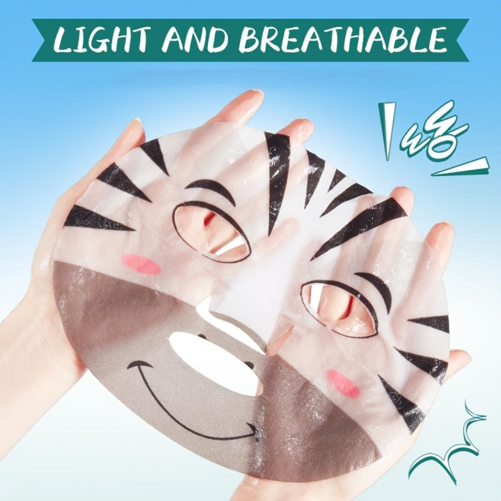 SADOER Animal-Print Sheet Mask 12-Pack with Two Each of Six Illustrated Facial Designs in Individual Pouches