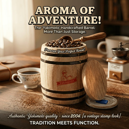 Wooden Barrel Storage Jar with Lid, Rustic Mini Desktop Organizer for Coffee Beans, Sugar, Candy