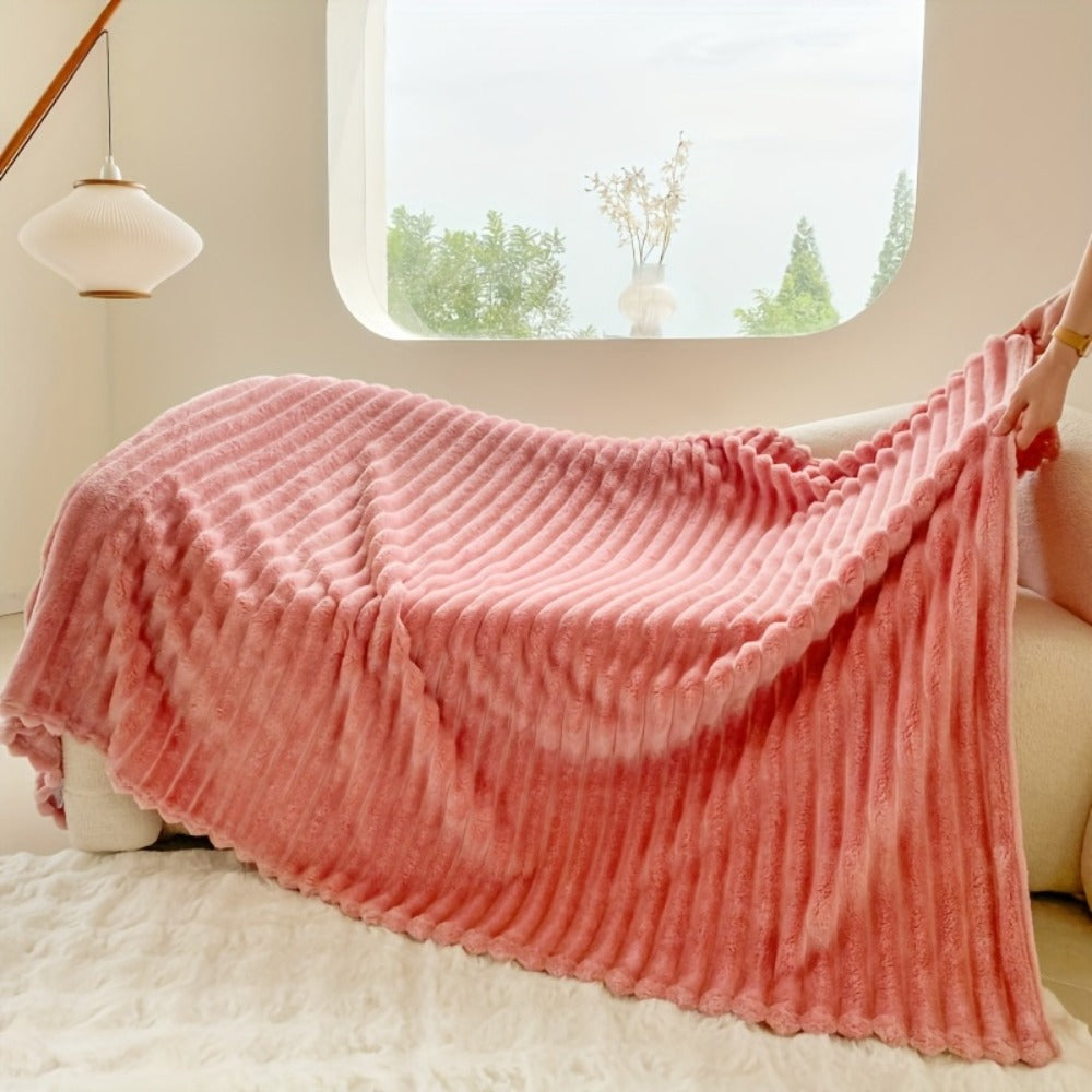 Reversible Faux Rabbit Hair Blanket in Four Colors and Five Sizes from 39 x 60 to 108 x 90 Inches