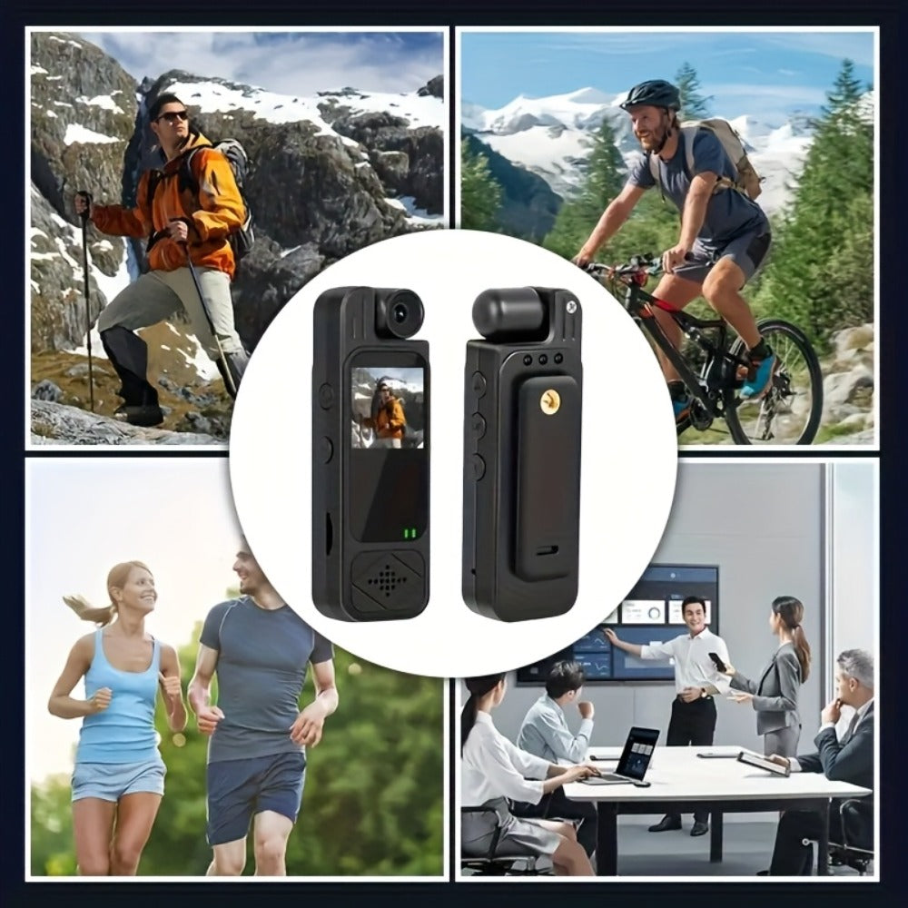 1080P Body Camera 180° Rotating Lens Portable Handheld Camcorder, USB Rechargeable, Compact Video Recorder for Vlogging Travel Meetings Celebrations, Gift for Kids Adults