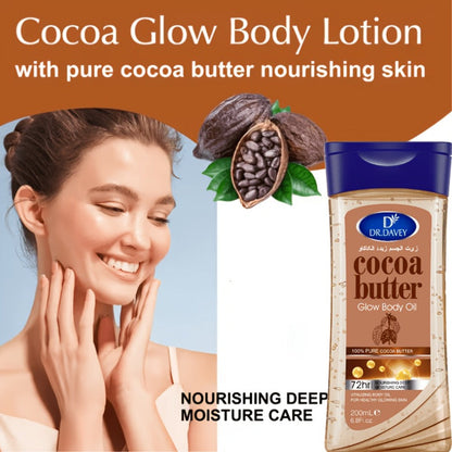 Cocoa Butter Body Oil, Two-Piece Set of 200ml Flip-Top Bottles with Coordinated Brown Labels