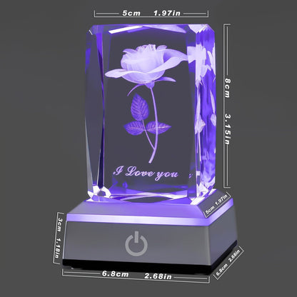 Night Light Rose Floral Acrylic Sign with Color-Changing LED Base and Four Retained Display Styles