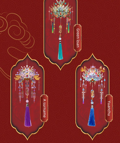 3D Metal Phoenix Crown Model Kit with Qingluan Ornament or Wutong Tree Display Bracket Checkout Options