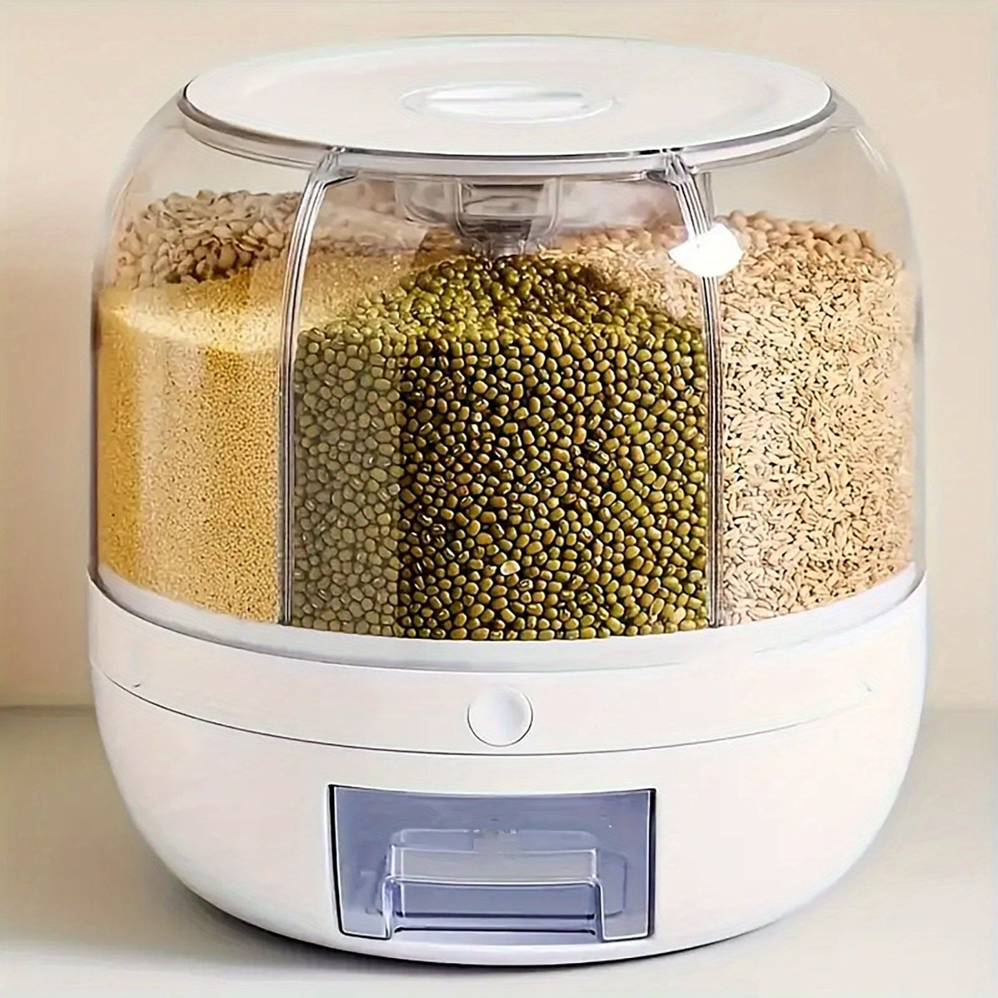 Rotating Rice Storage Container with Multi-Compartment – Large Capacity Grain Bucket, Moisture-Proof Insect-Proof Sealed Tank for Rice, Flour, Pet Food Kitchen Organizer