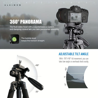 Camera Tripod 74 Inch Aluminum Alloy Heavy Duty with Dual Quick Release Plate, Phone Clip & Carrying Bag – Professional Stand for DSLR, Mirrorless, Webcam, Projector & Spotting Scope
