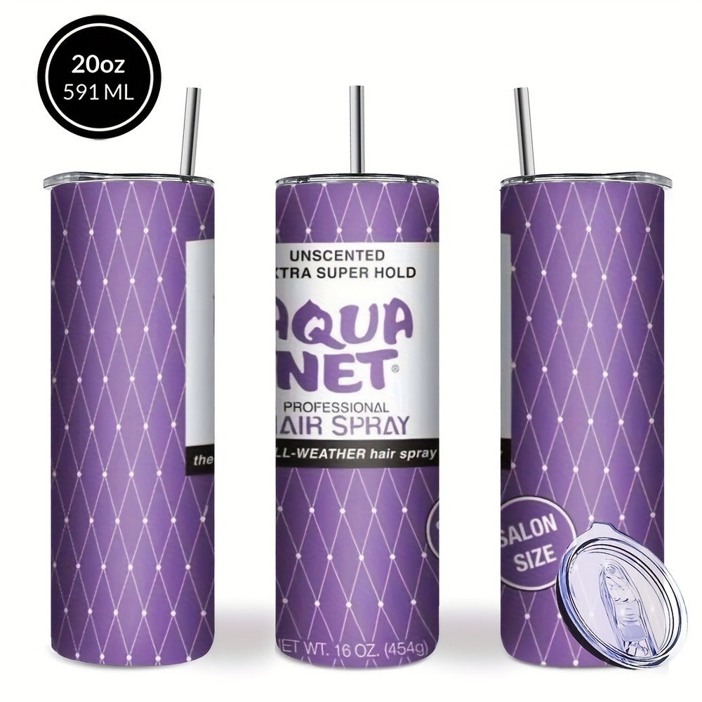Insulated Tumbler Drinkware by SAXUMOUT, 20oz Stainless Steel Cup with Lid, Straw and Purple Retro Graphic