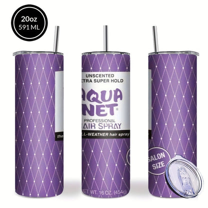 Insulated Tumbler Drinkware by SAXUMOUT, 20oz Stainless Steel Cup with Lid, Straw and Purple Retro Graphic