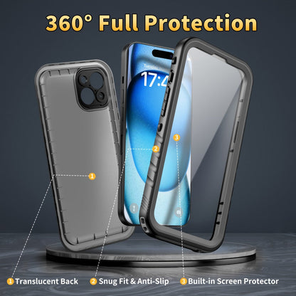 Waterproof iPhone Case Built-In 9H Tempered Glass Screen Protector 360 Full Body Shockproof Dustproof Underwater Cover for iPhone 16 15 14 13 12 11 SE 8 7 – 3M Submersible Drop Proof