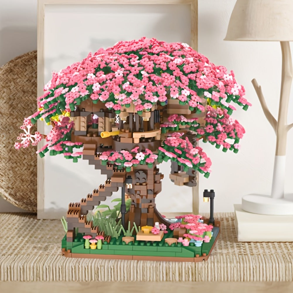Sakura Cherry Blossom Tree House Building Blocks 1020-2028pcs – DIY Mini Brick Assembly Collectible Display Model, Relaxing Creative Gift for Adults Teens Girls Boys, Birthday Christmas Home Decor