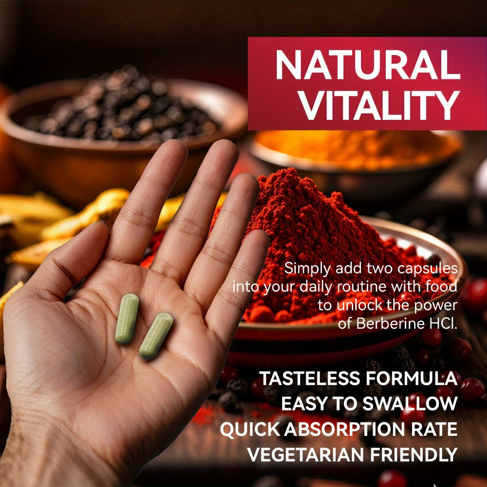 Berberine with Ceylon Cinnamon, Turmeric & Black Pepper – Premium Blood Sugar Support, Vascular Health & Digestive Wellness Capsules | 60 Capsules 1 Month Supply | 1, 2 or 3 Bottle Pack