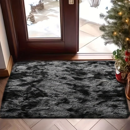 Tie-Dye Plush Area Rug Soft Non-Slip - Absorbent Machine Washable Fluffy Mat for Living Room Bedroom Bathroom, Modern Luxury Home Accent Rug, Dark Gray Black Light Gray Pink, 2 Sizes