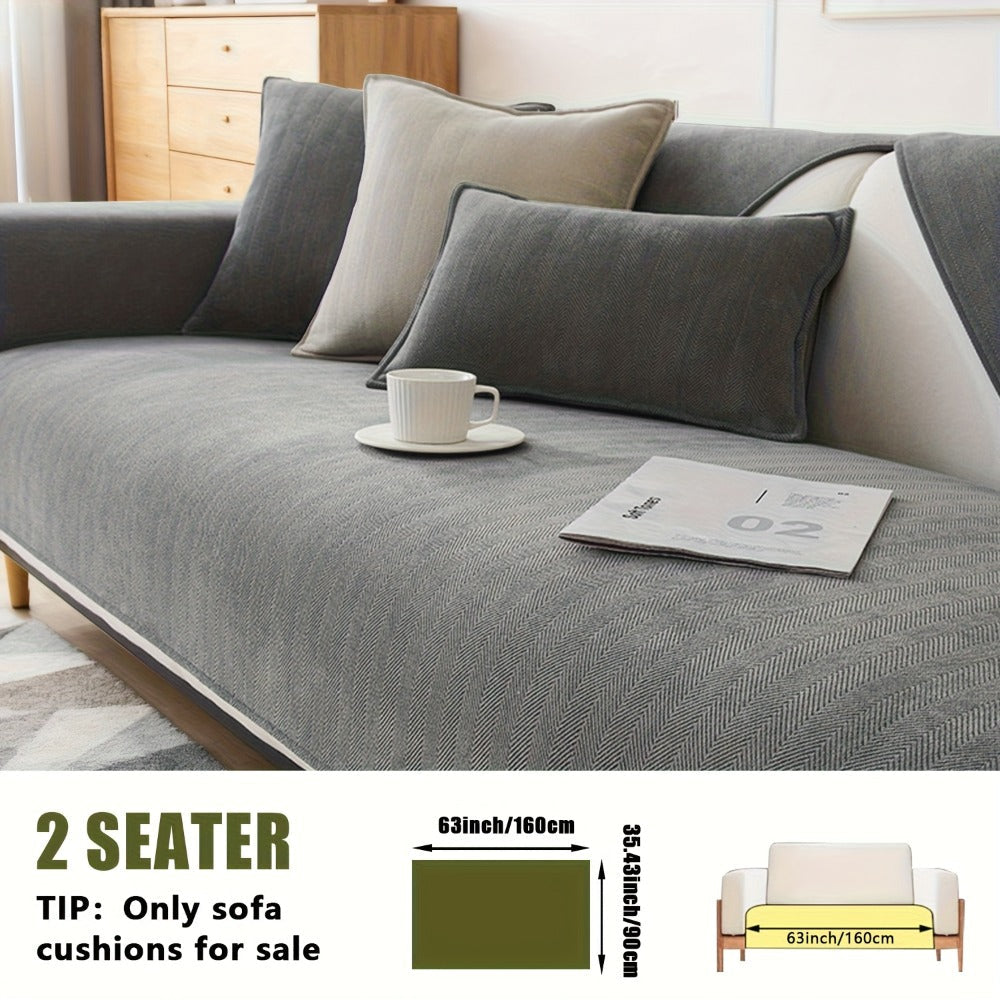 Sofa Cover Ribbed Chenille Stretch Panels with Non-Slip Design for 1 to 4 Seats, Armrests or Cushions
