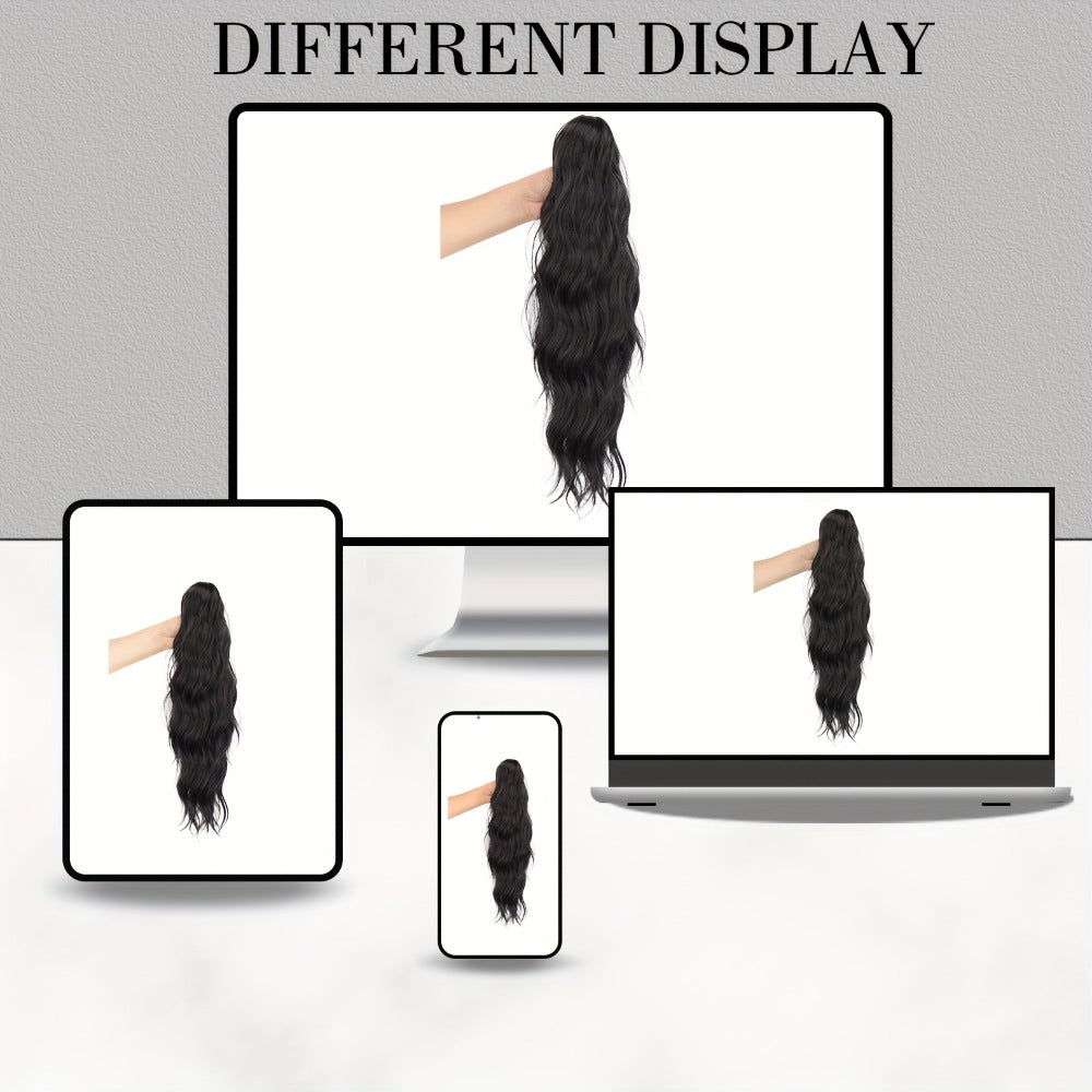 Hair Extensions Water-Wave 16-Inch Synthetic Ponytail with Claw Clip and Eight Color Options for Quick Attachment