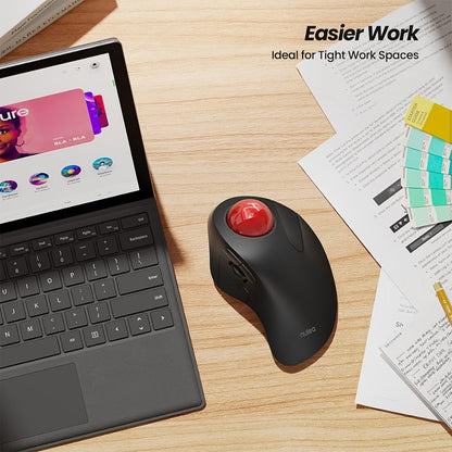 Wireless Ergonomic Trackball Mouse, Rechargeable Bluetooth & 2.4G, 44mm Index Finger Rollerball, 5 DPI Levels, 60-Day Battery, Compatible with PC, Laptop, Mac – Green/Black
