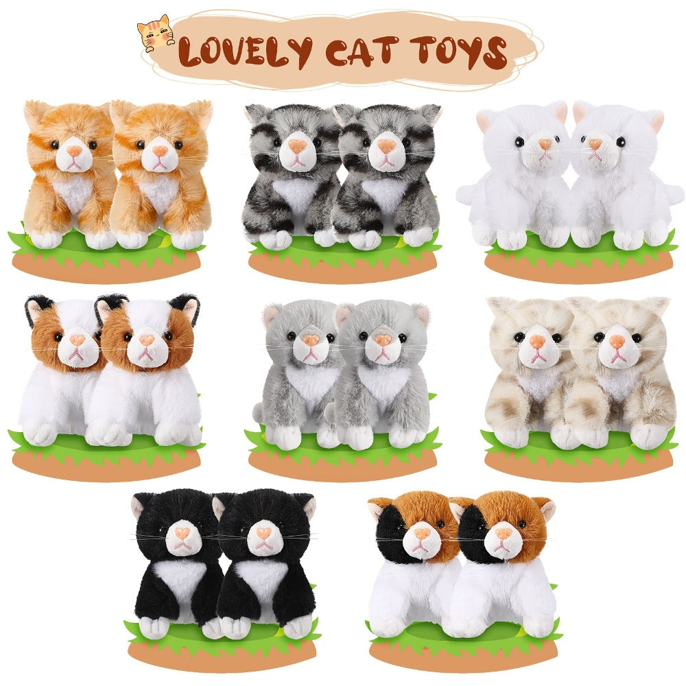 Kitten Stuffed Animal Plush Bulk 16 Pack 5 Inch – Assorted Cute Cat Plush Toys for Party Favors, Birthday Gifts, Classroom Rewards & Halloween Christmas Giveaways