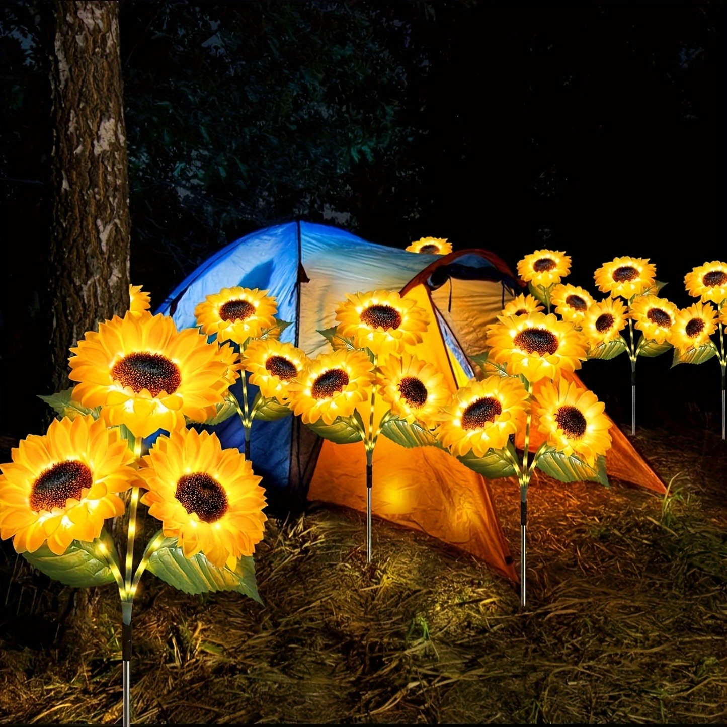 Solar Garden Lights Sunflower Stakes with IP65 Rating and 1- or 2-Piece Pack Options for Path Decor