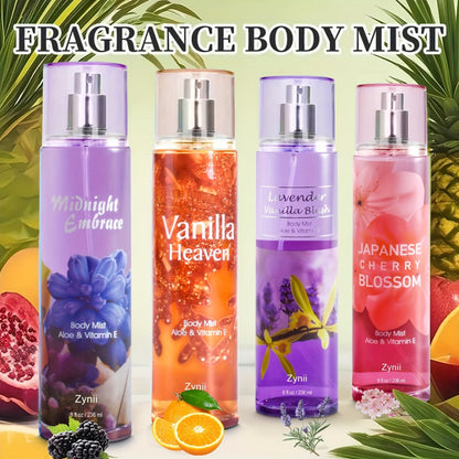 Fragrance Body Mist for Women, Floral, Fruity, Musk & Vanilla Body Spray with Aloe & Vitamin E, 3-8 fl oz