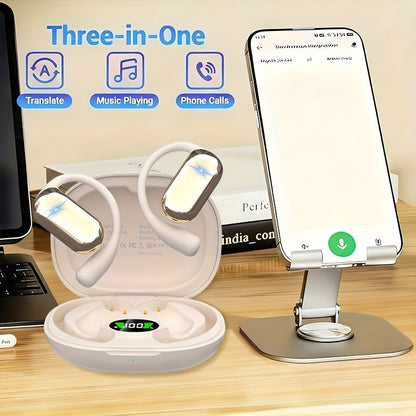 AI Translation Earbuds 144 Languages Real-Time Bluetooth 6.1 TWS Meeting Notes Noise Cancelling Crystal Mic Touch Control Type-C Charging All Smartphones Business Travel