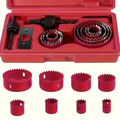 Eight-Piece Hole Saw Kit with 3/4- to 2-1/2-Inch Carbon Steel Cutters, Mandrel and Allen Wrench