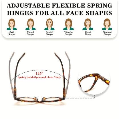 Reading Glasses – Four-Pair Cat-Eye Blue-Light Reader Set with Leopard and Gradient Frames