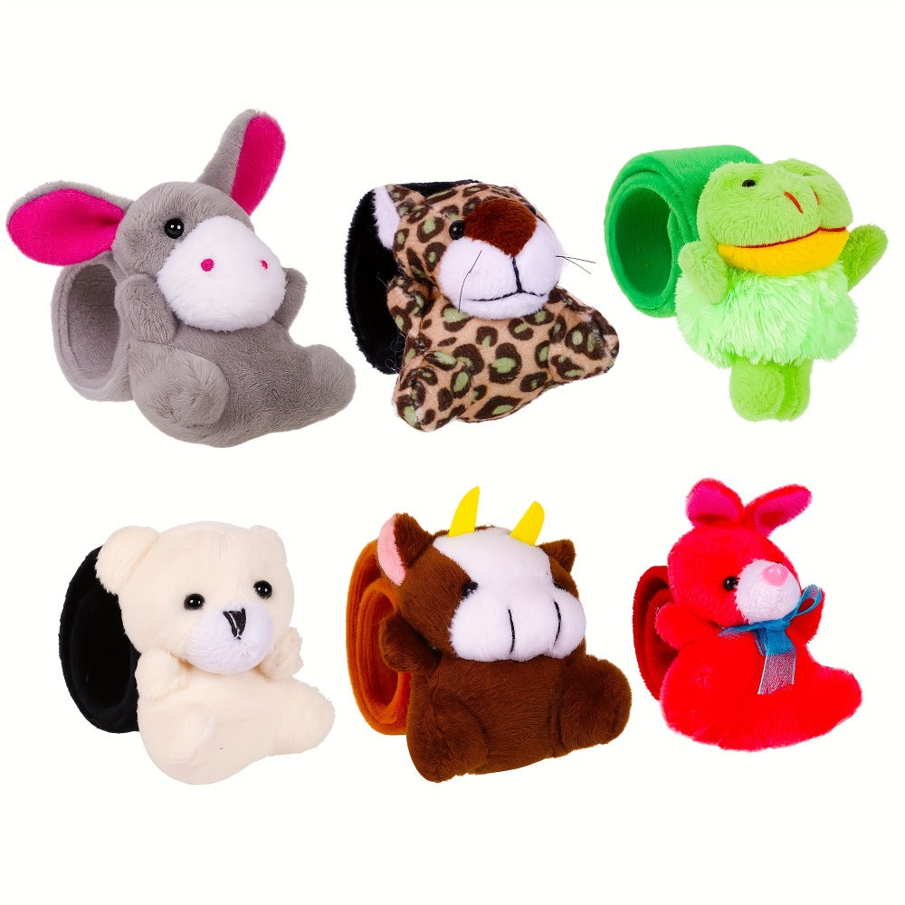 Plush Animal Slap Bracelet Assortments in 6-, 10-, 15- or 30-Piece Checkout Packs for Party Favors