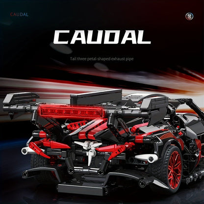 1:14 Scale Black and Red Sports Car Building Block Model Kit with 1,391 Pieces, Model MY88301