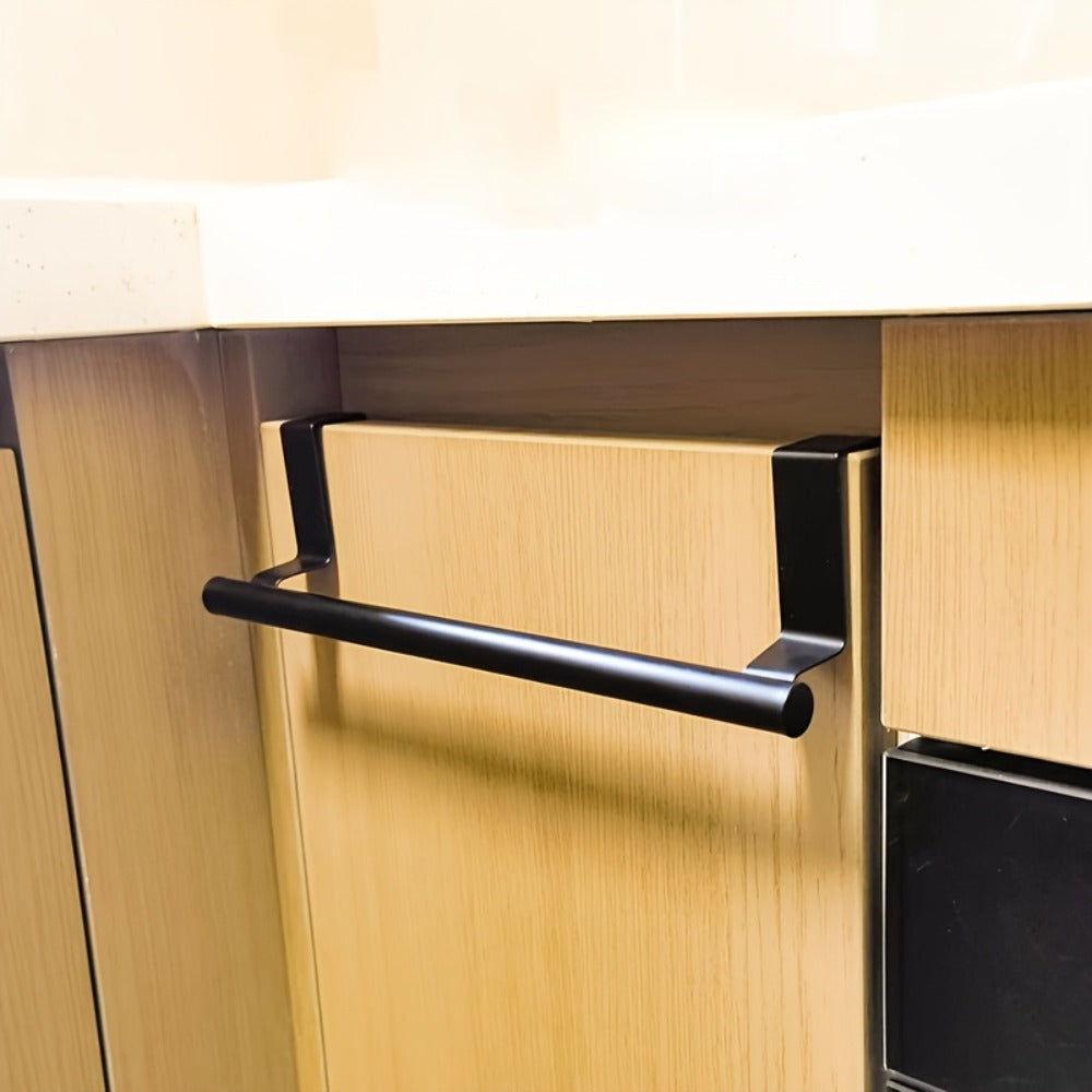 Stainless Steel Over-Cabinet Towel Bar Set, 2 Pieces in Black or Silver, 36.5cm for Kitchens and Bathrooms