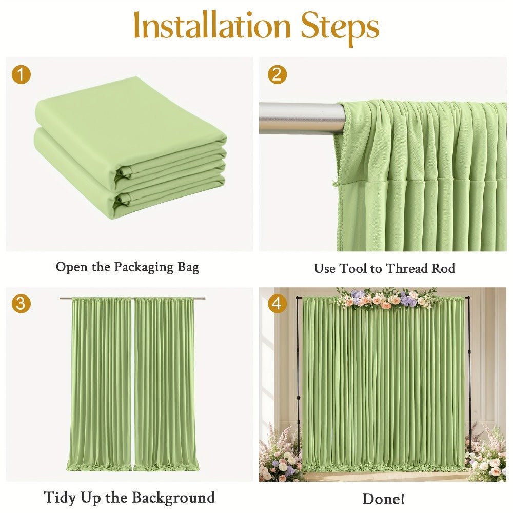 Two-Panel 10 x 10 ft Backdrop Curtain Set with Pole Pockets and 16 Color Options for Events