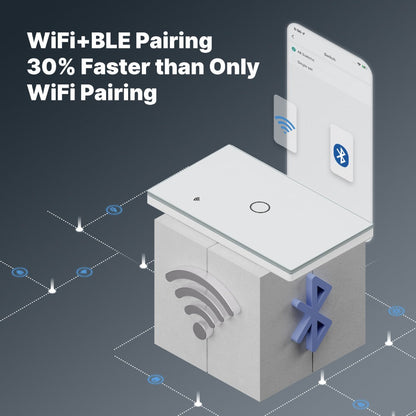 White WiFi Touch Wall Switch with One-, Two- or Three-Gang Options, 2.4GHz App Control and Dual Wiring Support