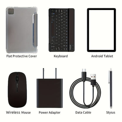 Android Tablet PRITOM 10.1-Inch 2-in-1 with Android 14, 128GB Internal Storage and 8000mAh Battery