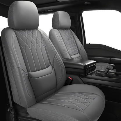 Waterproof Car Seat Covers Full Coverage PU Leather – Full Set for 2 or 5 Seats, Universal Fit Cars SUVs Trucks, Seat Protector Cushion, Black / Beige / Pink / Grey / Red