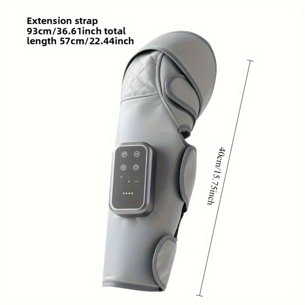 Light Gray Air-Compression Knee Wrap with Three Massage Modes, Three Heat Levels and Extension Strap
