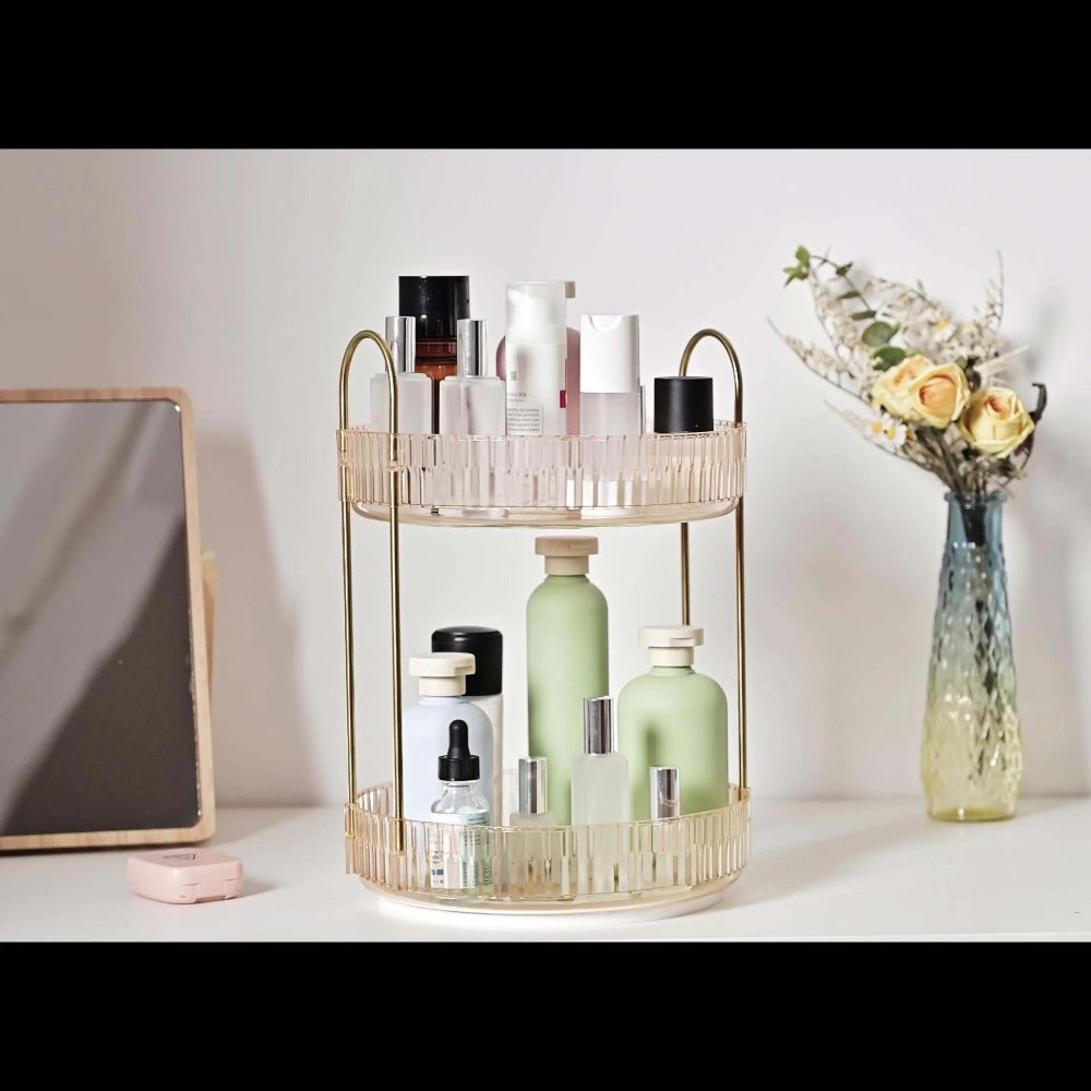Rotating Multi-Level Makeup Organizer with Detachable Trays and 12 Exact Color-and-Layer Options