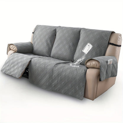 Waterproof Recliner Slipcover 3pcs Set | Non-Slip Quilted Elastic Recliner Chair Cover, Furniture Protector for Living Room Bedroom Office, 8 Colors