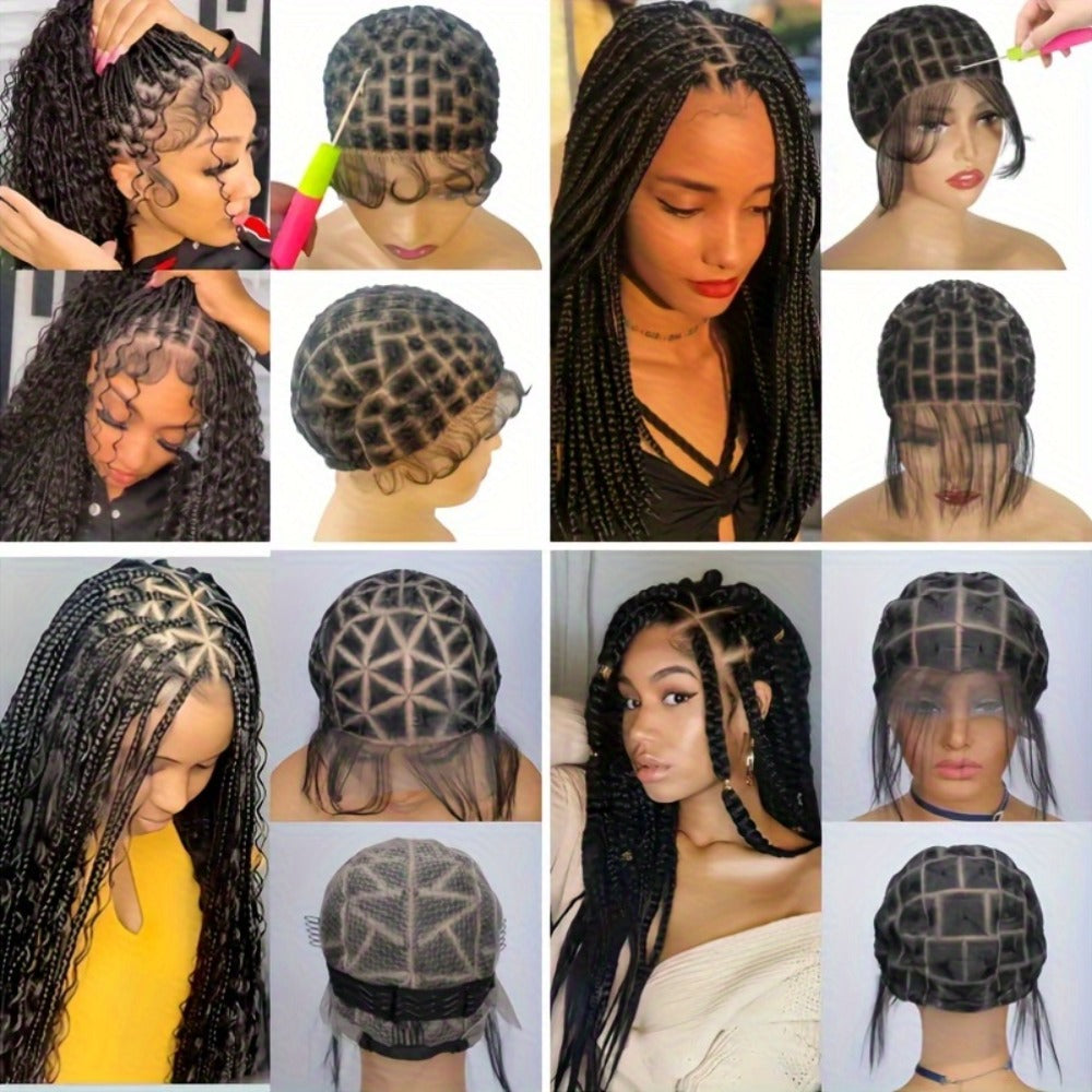 Adjustable Double-Lace Braided Wig Cap with Baby Hair in 81-, 109-, 111- or 120-Section Options