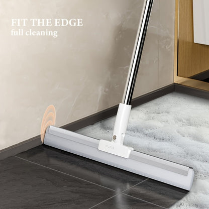 Silicone Squeegee Broom with Detachable Rotatable Head Long Stainless Steel Handle Floor to Ceiling Cleaning for Glass Tile Hardwood Carpet Shower Window