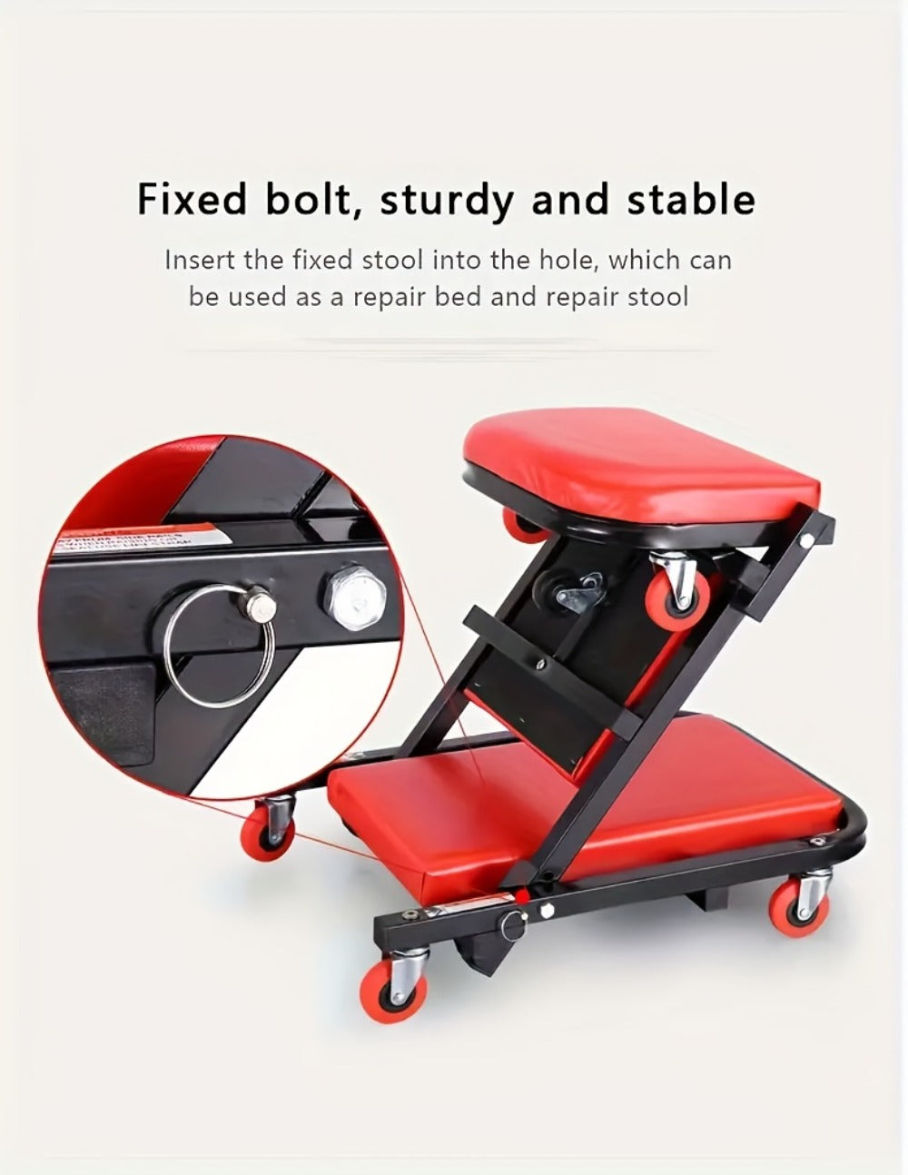 Mechanic Creeper Crawler Seat 36" Z-Type Folding with 6 Swivel Wheels & Adjustable Load Plate - Garage Repair Crawling Board
