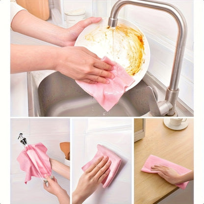 Thirty-Piece Tear-Off Microfiber Cleaning Cloth Roll in Pink, Grey, Lake Blue or Pea Green