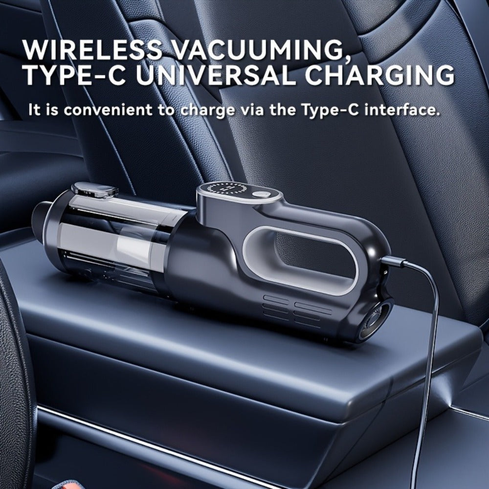 Car Vacuum Cleaner with 13KPa Suction, USB Rechargeable Cordless Body and Multi-Nozzle Accessory Set
