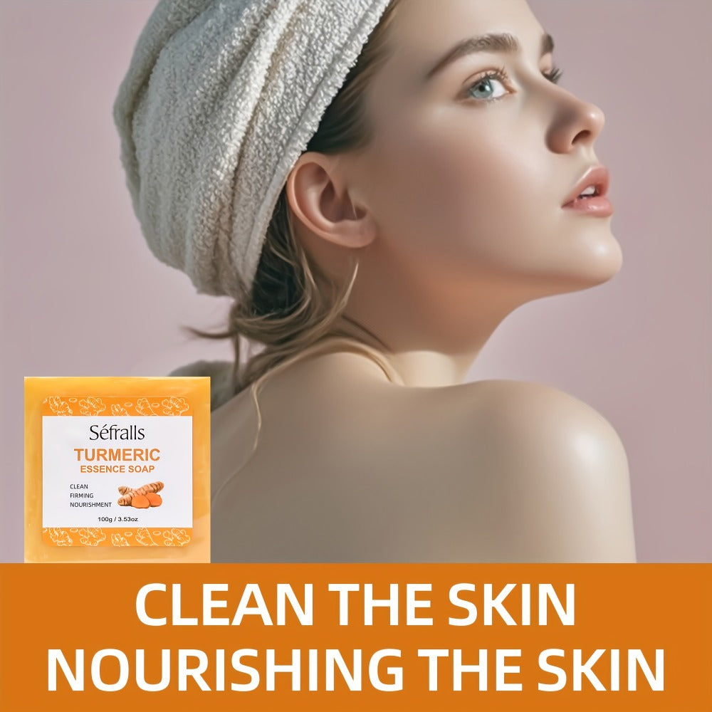 Three-Piece Turmeric-Labeled Skin Care Set with 100 g Soap, 50 g Cream and 1.01 oz Oil for Daily Routines