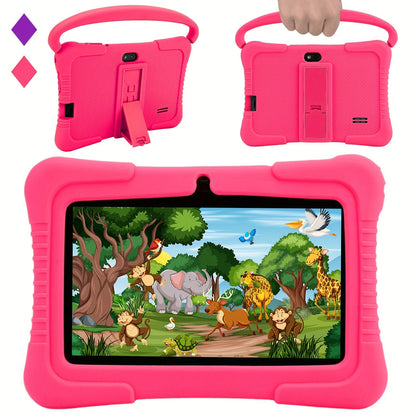 Kids Tablet 7 Inch Android 2GB RAM 16GB 32GB ROM 1TB Expandable WiFi Dual Camera Parental Control Educational Games Eye Protection Drop-Proof Silicone Case Tablet for Kids Toddlers – Pink Blue Purple Navy